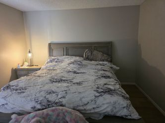 California king sleighbed, mattress, sheets and comforter
