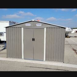 Sales $395!!! (New in box) 8' Lx 10'W Wx 6. H galvanized steel Metal Storage Shed Outdoor Garden Backyard 8'x10' Storage.