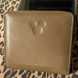 Vintage Y2K Disney Mickey Mouse Brown Leather Wallet- New In Box