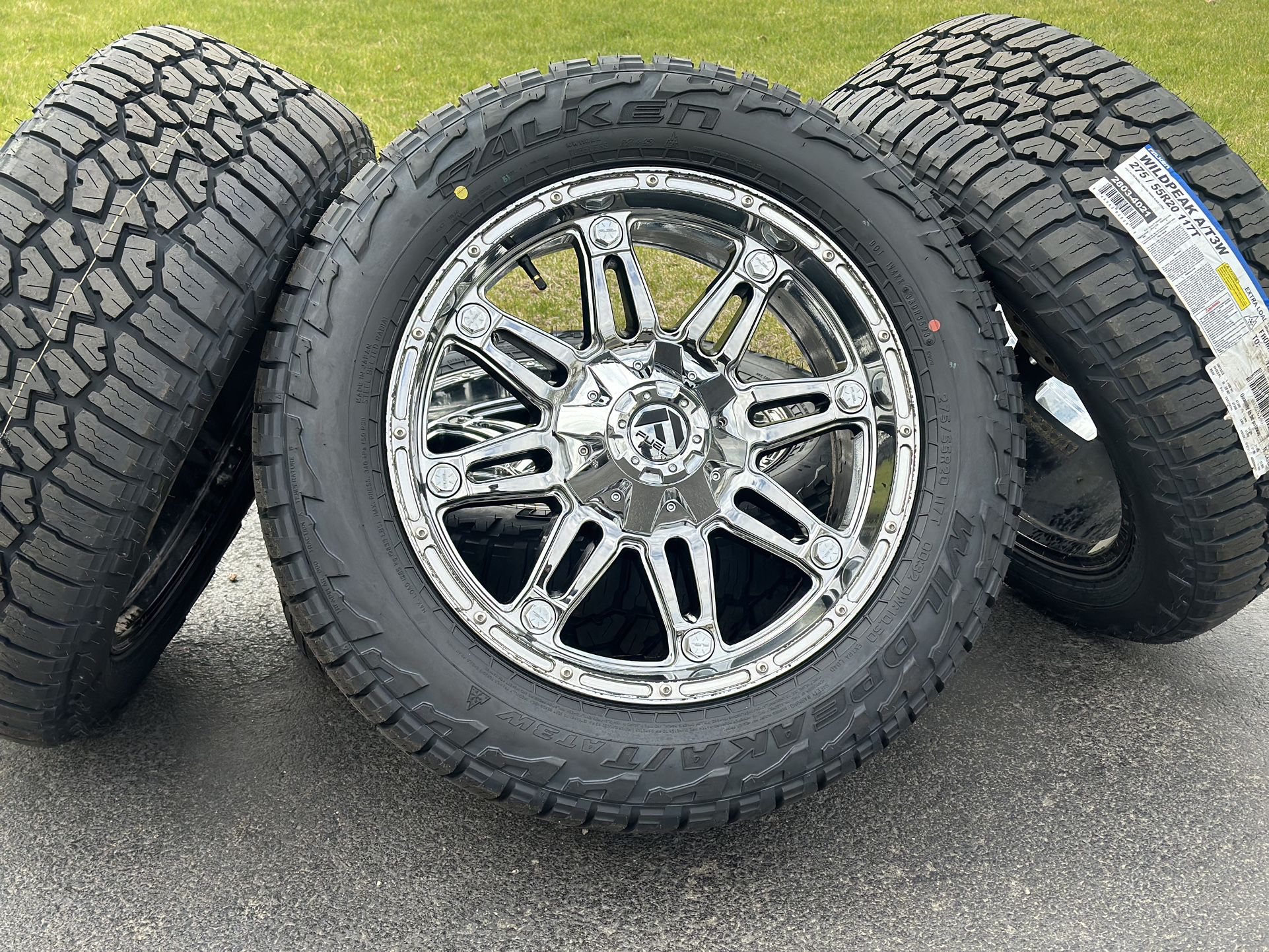 Chrome 20” Fuel wheels 6x5.5 rims GMC Sierra Silverado Chevy Tahoe Yukon Dodge Ram 6 lug Ford F-150 Raptor 6x135