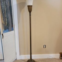 Antique Vintage Brass and Glass Floor Lamp