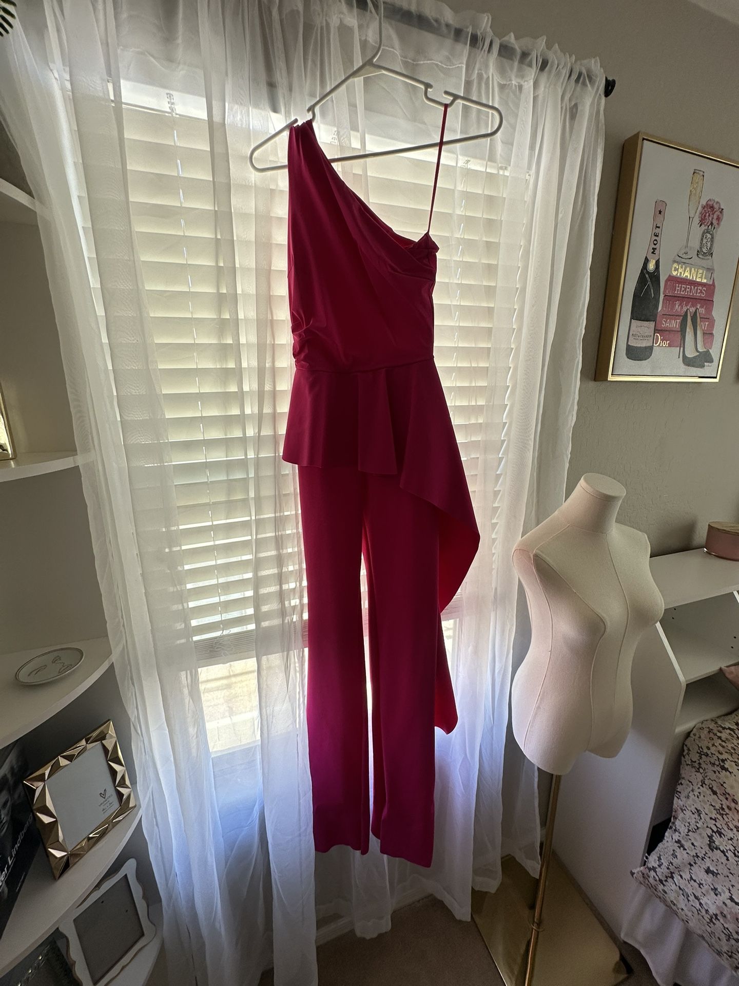 Chiara Boni La Petite Robe Kincso One-Shoulder Peplum Jumpsuit