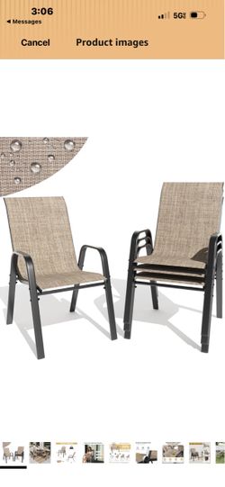 Patio Dining Chairs Set of 4 Outdoor Stackable Dining Chairs for All Weather 350lbs Capacity Heavy Duty Textilene Fabric Rustproof Metal Frame Patio F