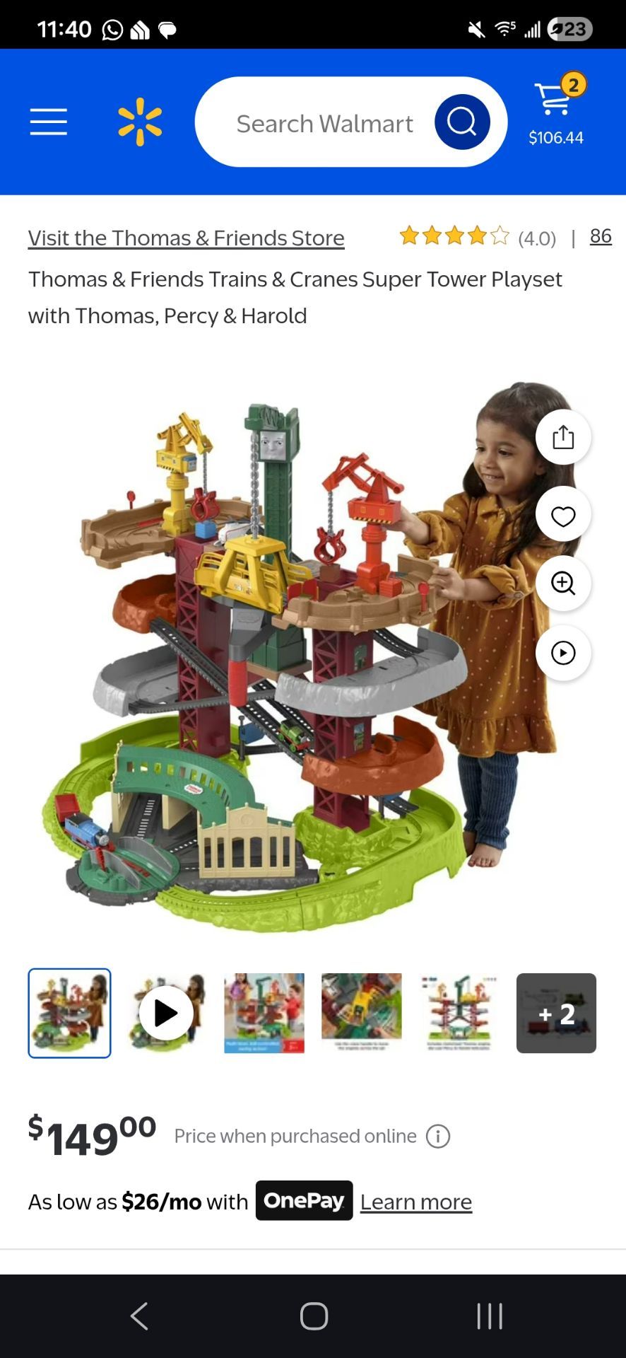 Thomas & Friends Multi-Level Toy Track Set, Trains & Cranes Super Tower, 2.5 Ft Tall with 3 Characters for Preschool Kids Ages 3+ Years