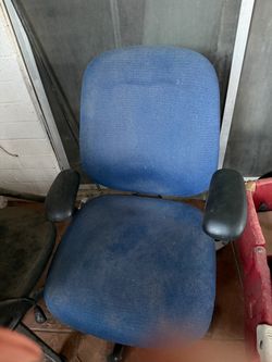 Blue Fabric Office Chair with Armrests