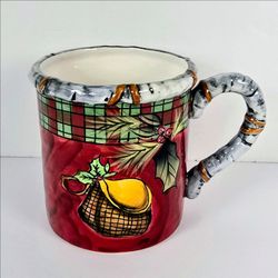 Certified International Susan Winget Christmas Holiday Lodge Basket Mug Cup