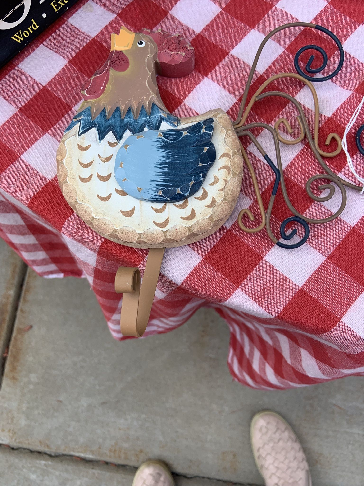 Hanging Rooster With Hook To Hang Things