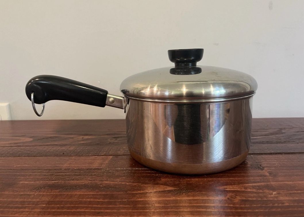 Revere Ware 1801 1 1/2 Qt Pan Pot Saucepan Cooking USA Cooper Clad Vintage Retro