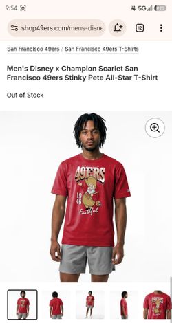 Men's Disney x Champion Scarlet San Francisco 49ers Stinky Pete All-Star T-Shirt