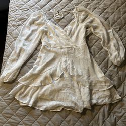 White Long Sleeve Ruffle Dress