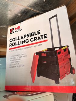 Mr. Moto Collapsible Rolling Crate – Folding Utility Cart