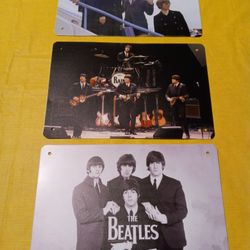3 Beatles Metal Tin Signs 