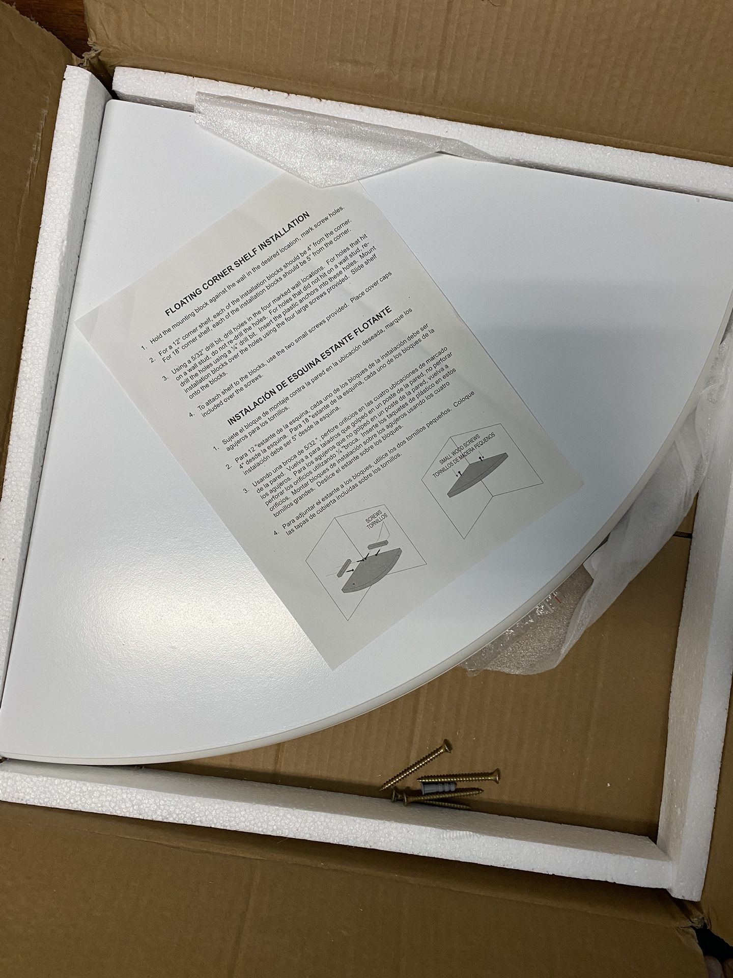 Brand New Floating Corner Shelf White