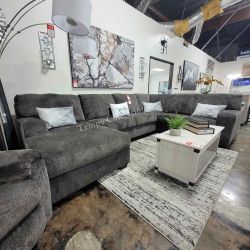 Easy Finance, U Shaped Large Sectional, 2 Configurations, Smoke Color, SKU#1080703L