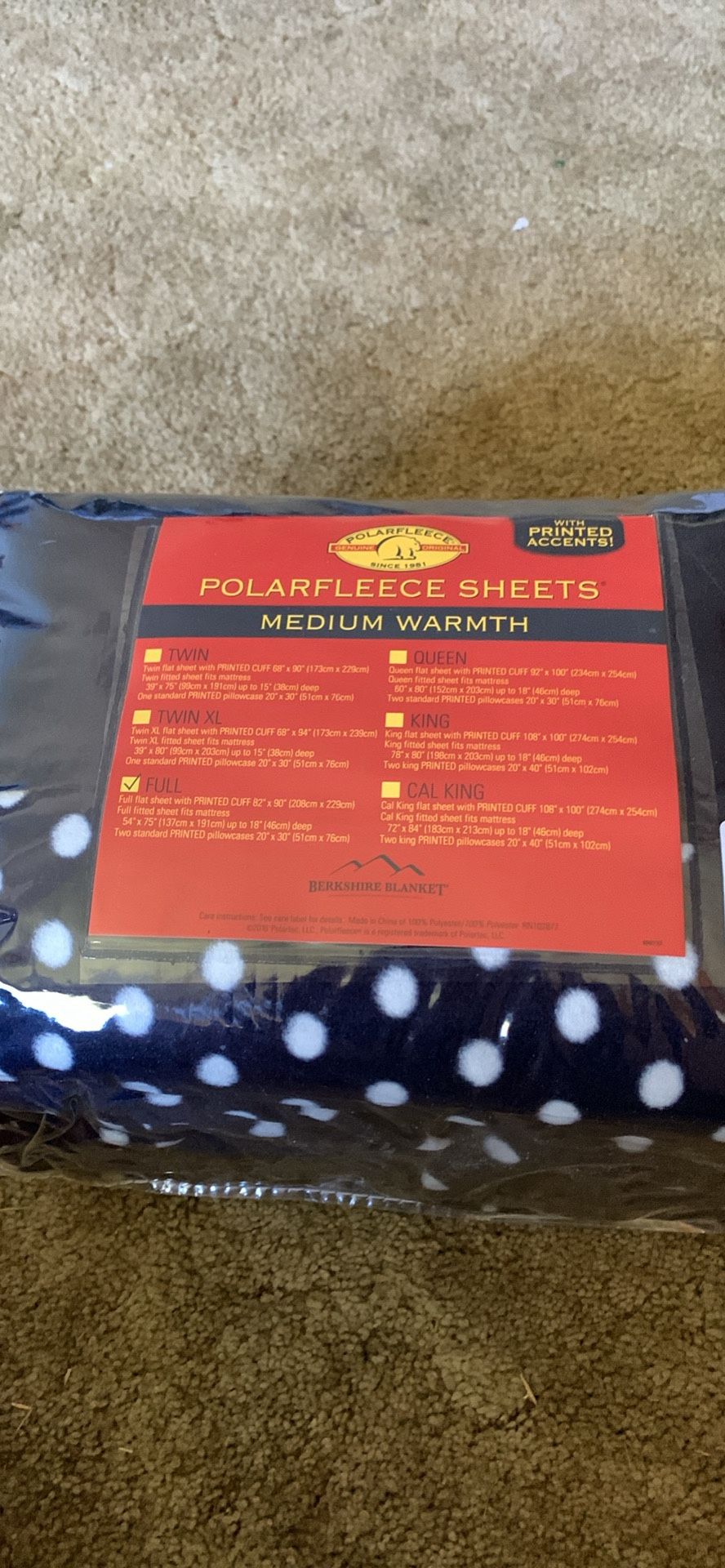 Polar Fleece Full size Sheet Set Still In Bag