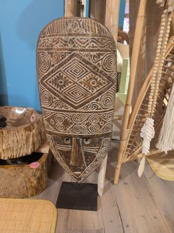 Carved wood sculpture/w stand