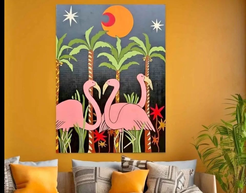 Abstract Artwork Pink Flamingos