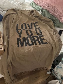 Love You More Burlap Woven Throw Blanket