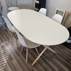 White Oval Dining Table With 4 Chairs