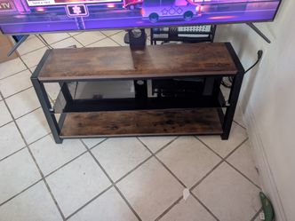 Industrial TV Stand with Removable Mount (Rustic Wood & Black Metal) - Good for Large TVs