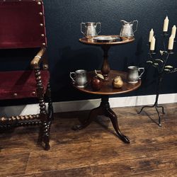 Mahogany Two-Tier Clawfoot Side Table