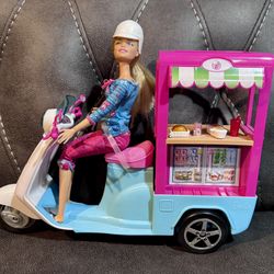 Barbie with food delivery scooter 