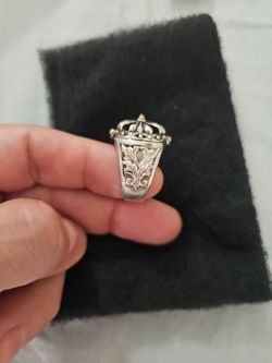 Hand Engrave Silver Ring Men Sze 10
