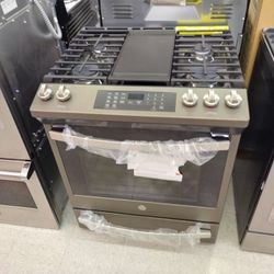 GE SLATE SLIDE IN GAS RANGE OPEN BOX ITEM