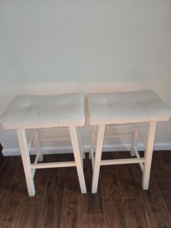2 Brand New White Barstools