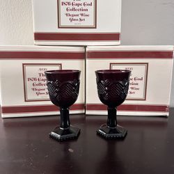 Avon The 1876 Cape Cod Collection Vintage Red Wine Glasses