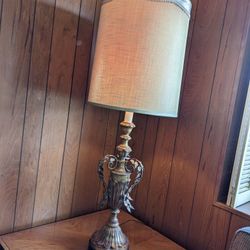 Vintage French Lamp Table Light Nice Shade Mid-Century