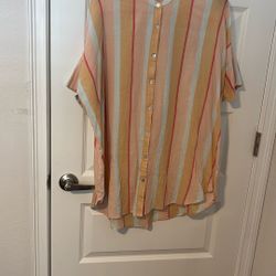 Long Orange, White Striped Long Shirt