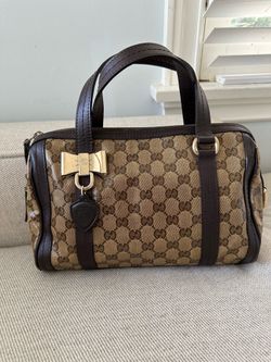 Gucci Crystal Monogram Duchessa Boston Bag Brown