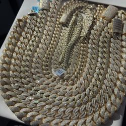 Silver & Gold Moissanite Cuban Chains – Baguette & Iced Styles | 925 Silver | Tester Approved