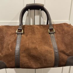 Vintage Marlboro Suede Leather Travel Duffel Bag Brown