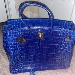Dark Blue Crocodile Hermes Birkin Bag