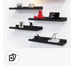  Black Floating Shelves | Set of 5 | Wall Shelf | Wood Bathroom Shelves | Bedroom | Living Room | Kitchen | Office & More (Black)  New / sealed packag