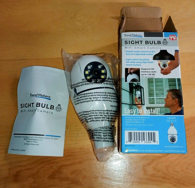 SIGHT BULB security camera Motion Detecting 360-Degree Indoor/Outdoor Wi-Fi Home with Light