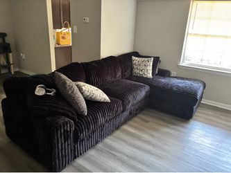 Plush black sofa