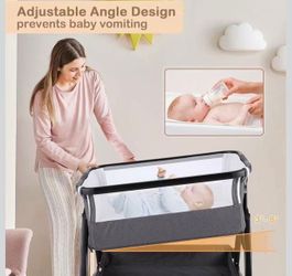 Sailnovo Baby Bassinets Bedside Sleeper for Baby, Bedside Crib Portable Bassinet with Mattress and Storage Basket, Co Sleeper Bassinet with Adjustable