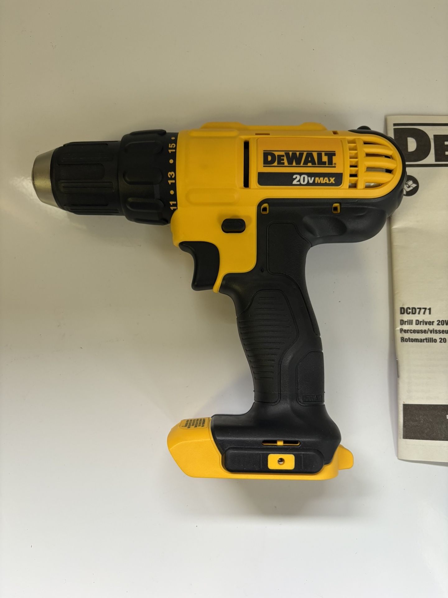 Dewalt DCD771B 20V MAX Cordless Lithium-Ion 1/2 inch Compact Drill Driver - Bare Tool