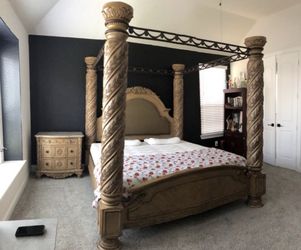 North Shore king size canopy bed and nightstand