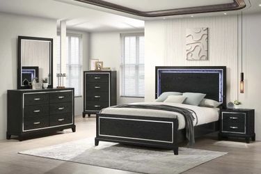 King size black led bed with orthopedic mattress included