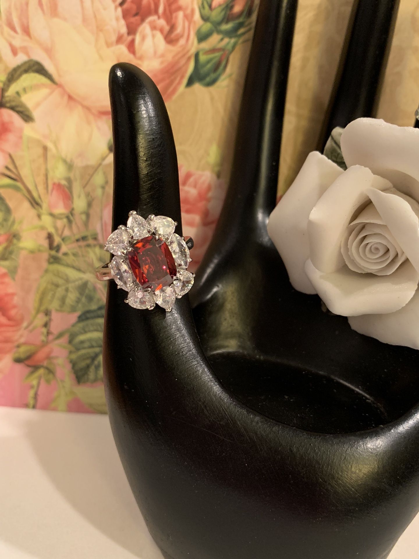 Red & White CZ 925 Ring