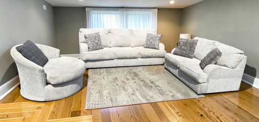 3 piece sofa love seat and swivel chair