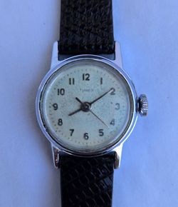 Vintage Timex Wind-up Analog Women's Watch, Beautiful Patina on the dial.