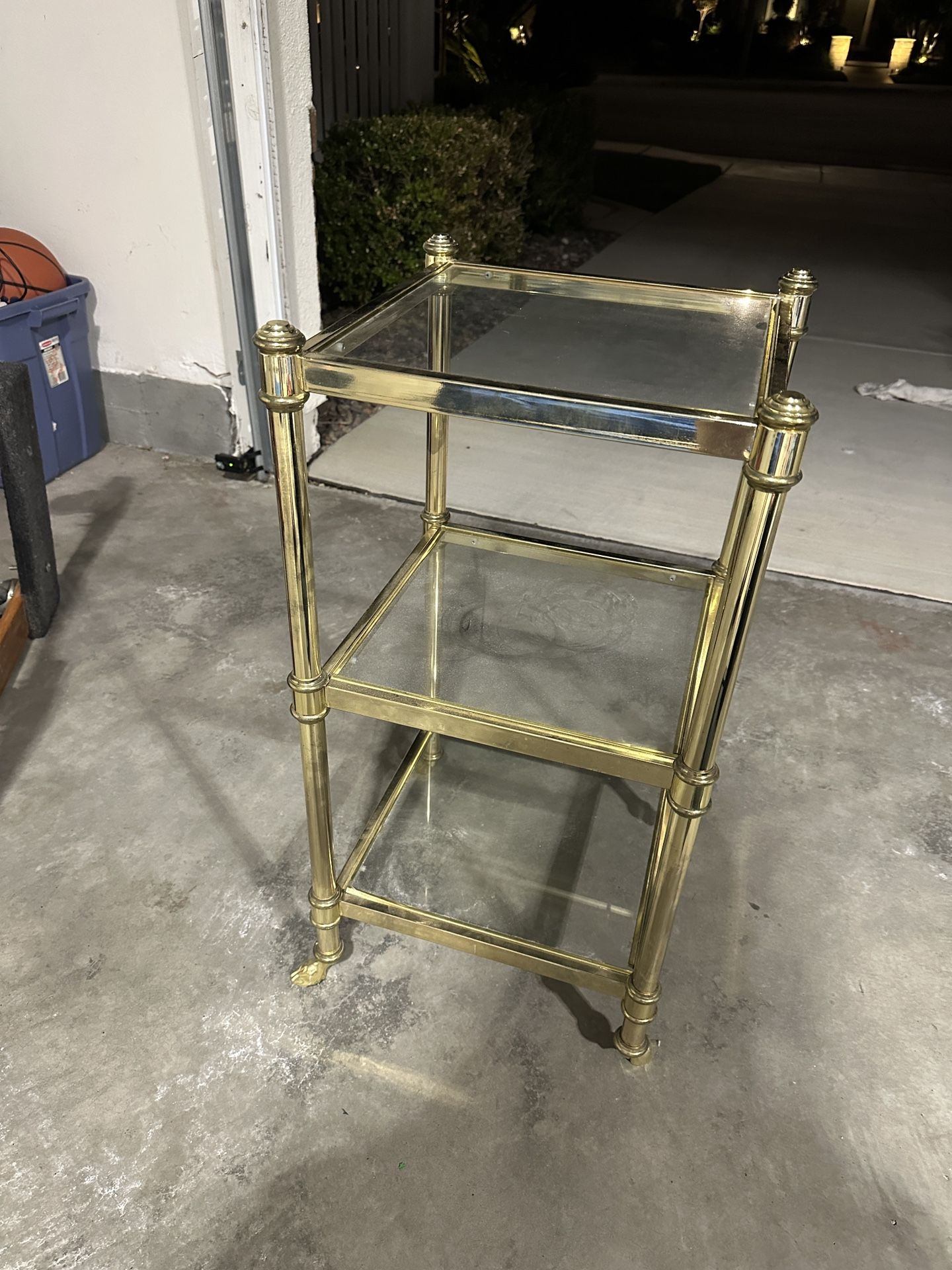 Vintage Glass and Brass Plant Stand