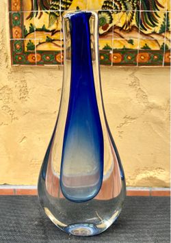 Cobalt Blue Sommerso Art Glass Vase