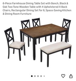 6-Piece Farmhouse Dining Table Set