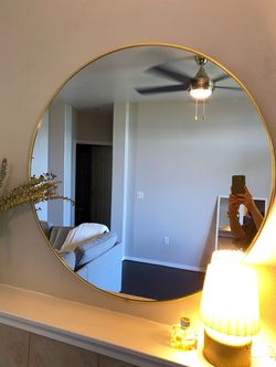 Large Round Wall Mirror Gold Frame